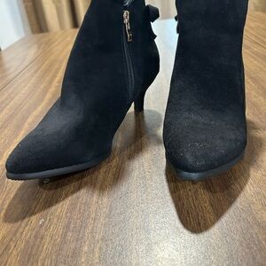 Chic Black Suede Heeled Boots size 38